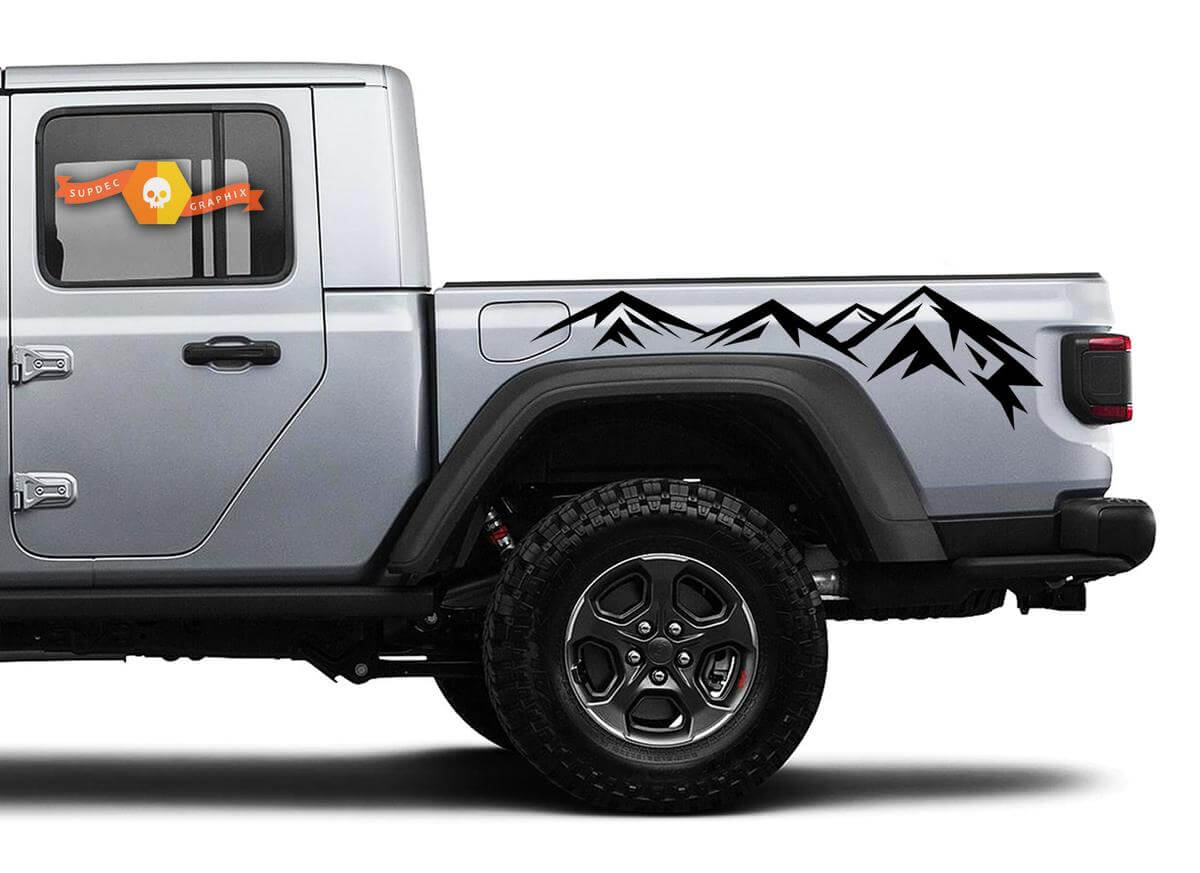 Large Mountain Range 2 Side Body Vinyl Graphic Stripes Kit Sticker Decal for Jeep Gladiator JT