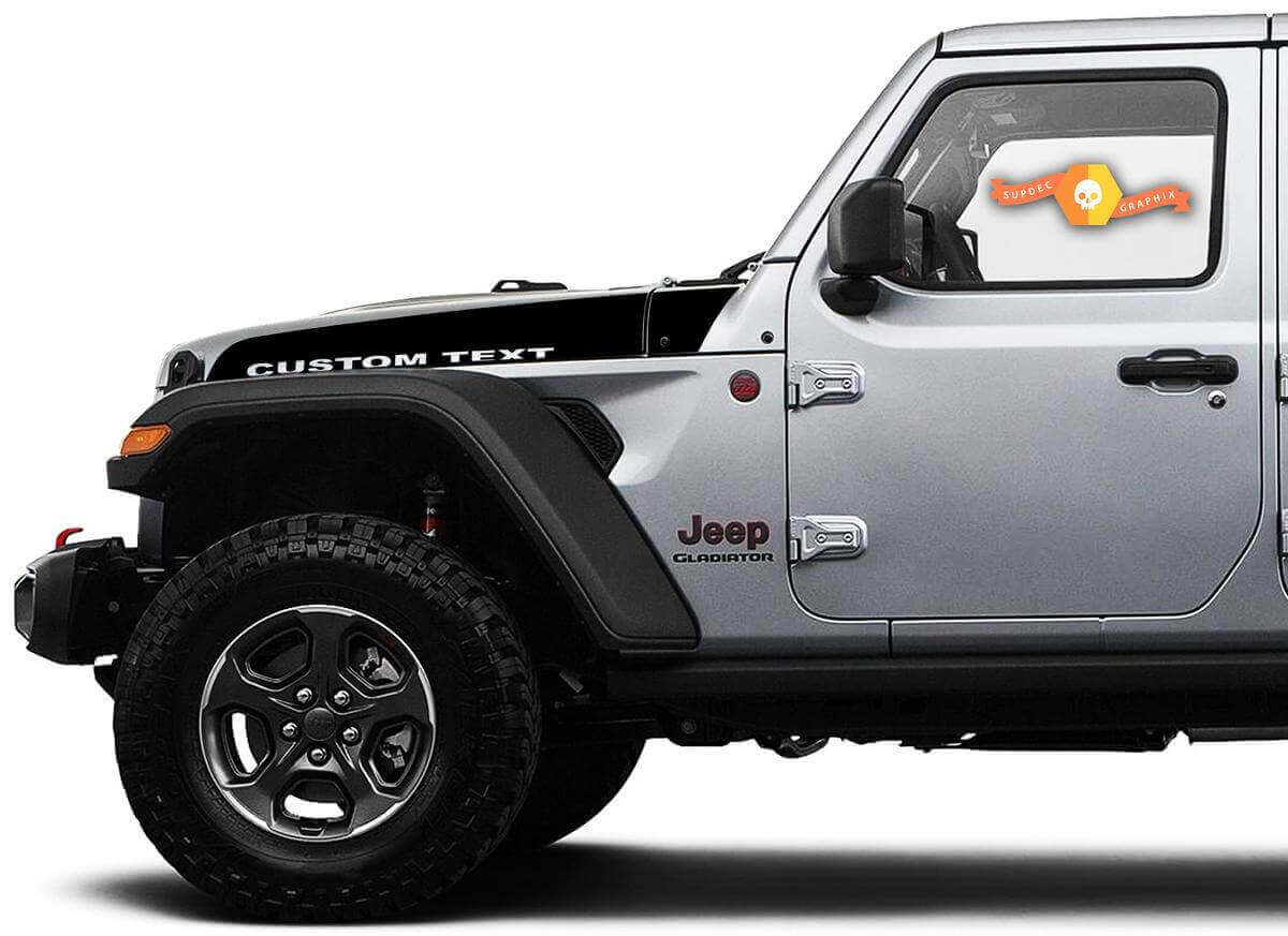 Custom Text Hood Spear Vinyl Decal Pair for Jeep Wrangler and Gladiator