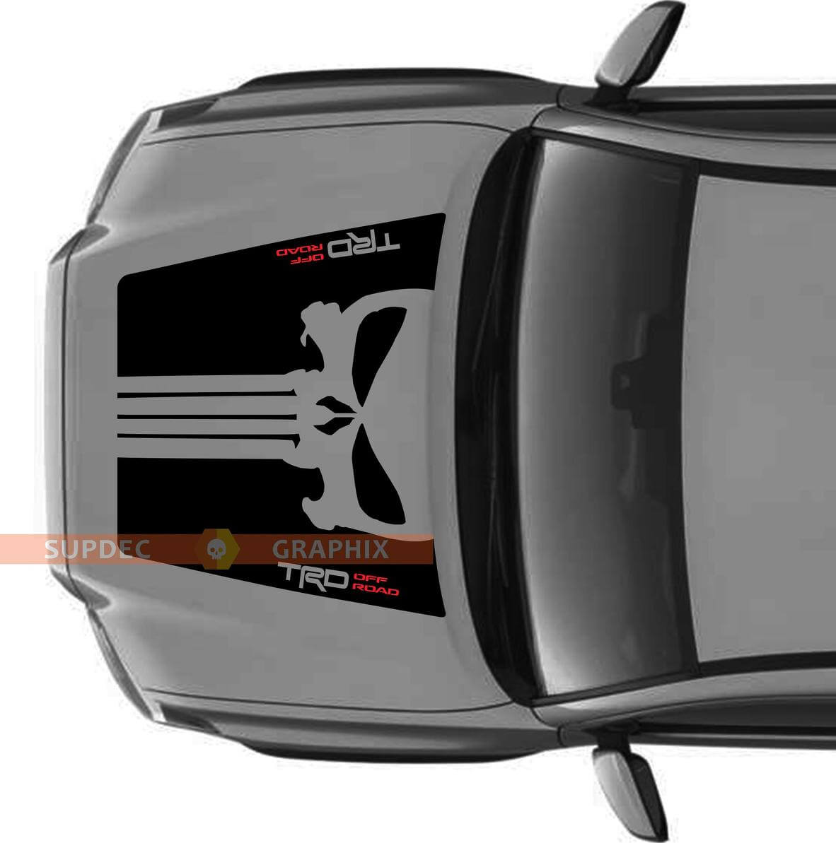 Punisher Skull TRD-Style No-Scoop Hood Vinyl Decal for Toyota Tacoma 2016-2020