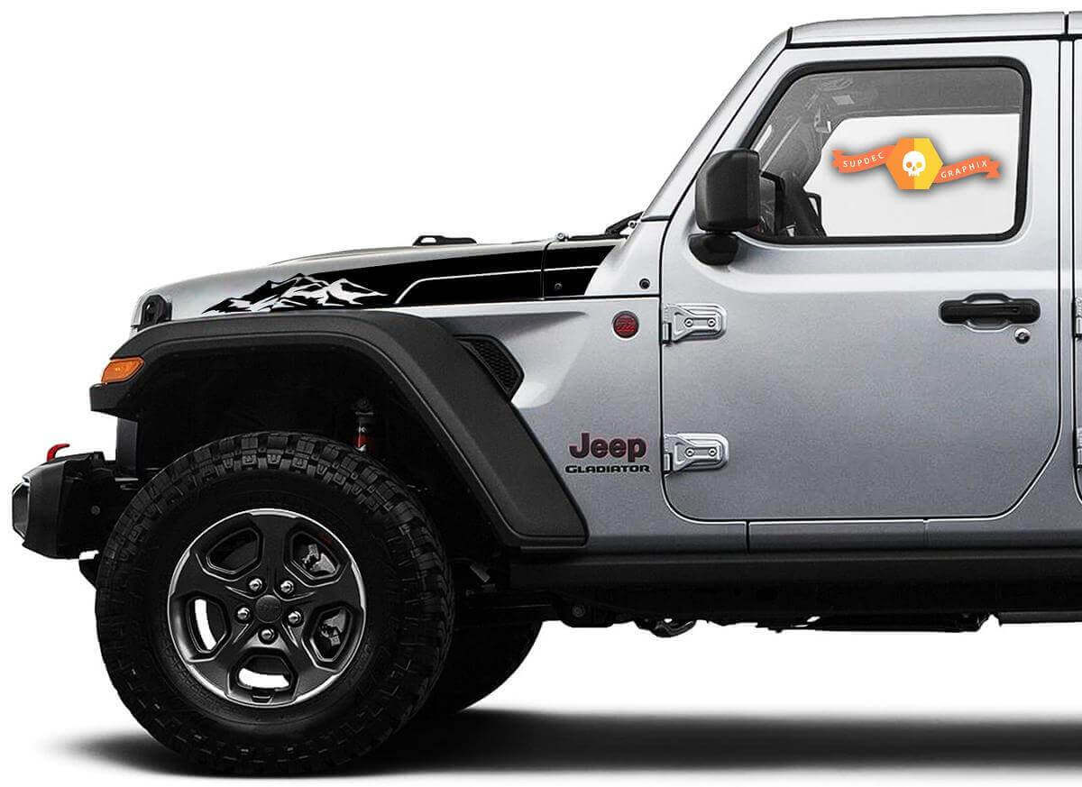 Mountain Hood Side Stripes Vinyl Decal Pair for Jeep Wrangler & Gladiator