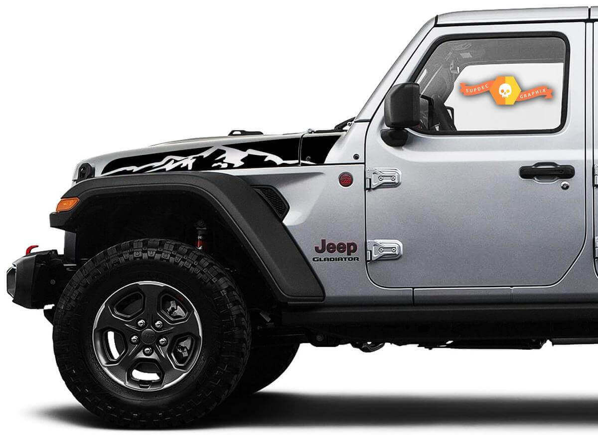 Mountains Style Hood Stripes Vinyl Decal Set for Jeep Wrangler Gladiator Rubicon