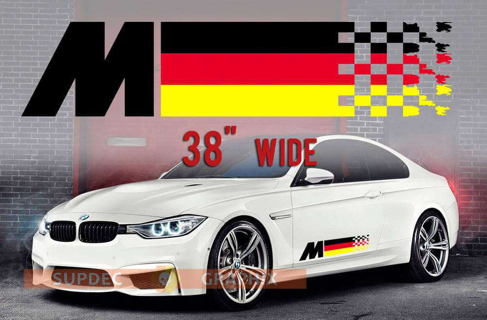 BMW German Flag M colors Flag for BMW any models vinyl decal sticker 2 pcs M4 M5 M6 M2 M340i 440i