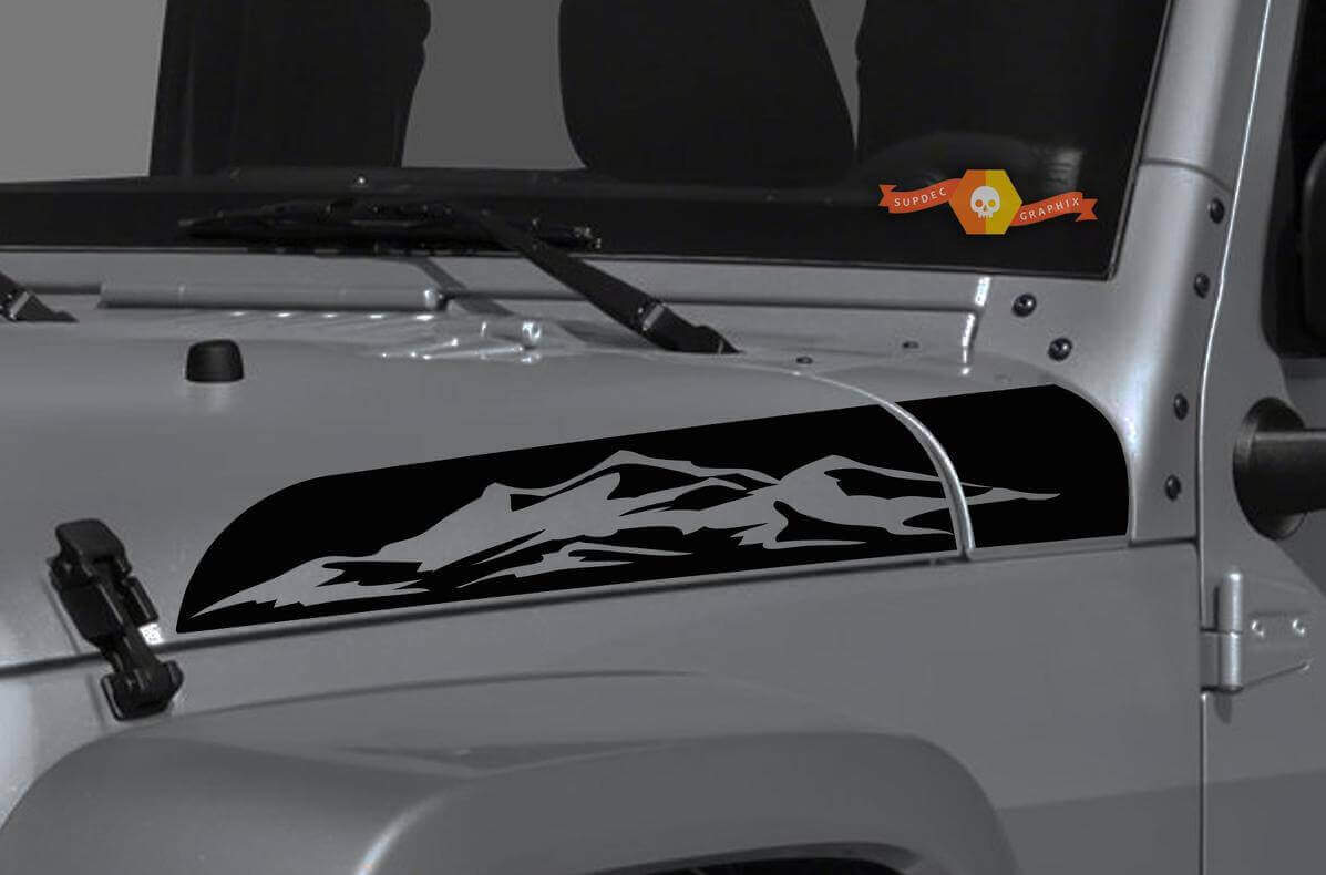Mountain Range Hood Vinyl Decal Kit for Jeep Wrangler and Gladiator
