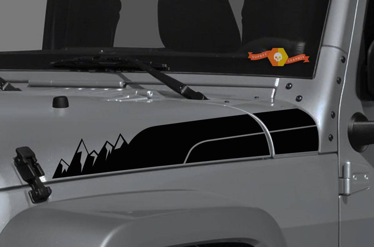 Forest Mountain Range Hood Vinyl Sticker Decal for Jeep Wrangler Gladiator Rubicon JT JL JLU