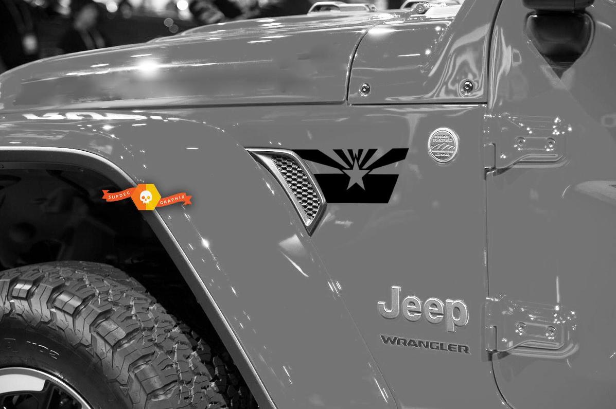 Paar Jeep Wrangler 2018 JLU Jeep Fender Flagge von Arizona Vent Accent 2-teiliges Vinyl-Aufkleber-Grafikkit für 2018-2021 für beide Seiten