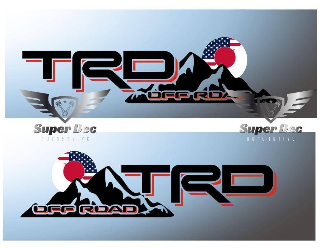 TRD Off Road US vs Japan Flag Style decal sticker fit Tacoma Tundra FJ Cruiser 4Runner