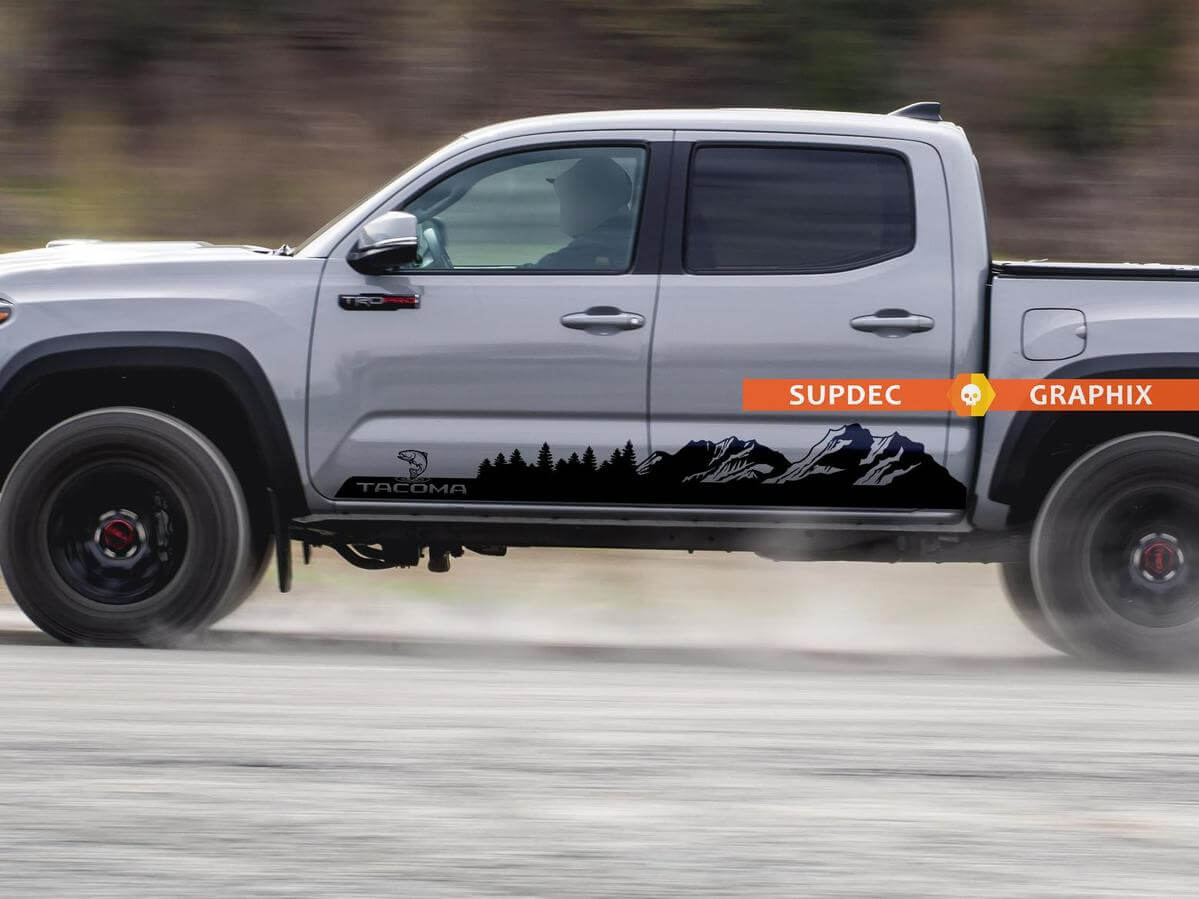 Mountains Trees and Trout Side Vinyl Decal Sticker for Toyota Tacoma