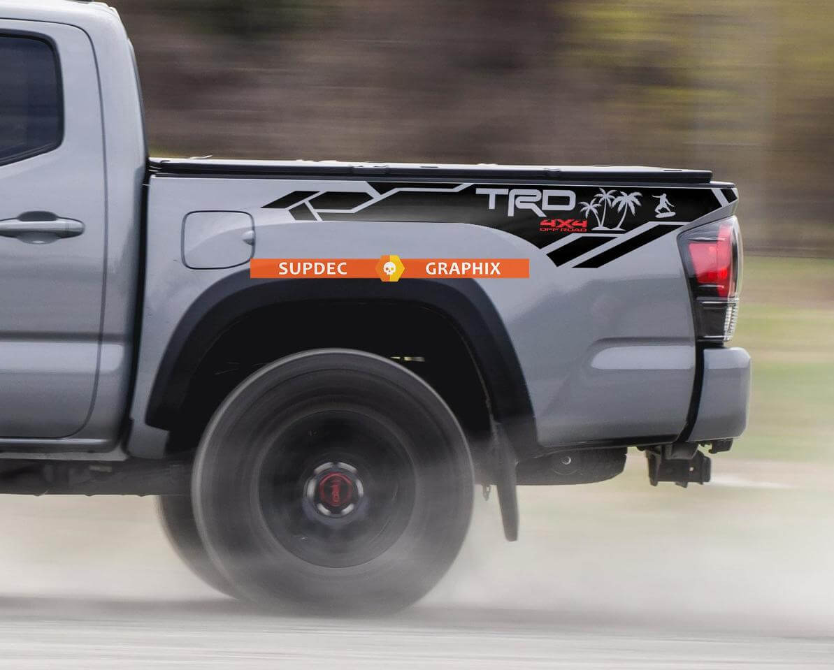 TRD 4x4 Off Road Palms Bedside Vinyl Decal Sticker for Toyota Tacoma 2013-2020