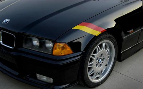 Xotic Tech German Flag Color Stripe Decal – 9.8in, Car Exterior/Interior, Racing Stripe Style