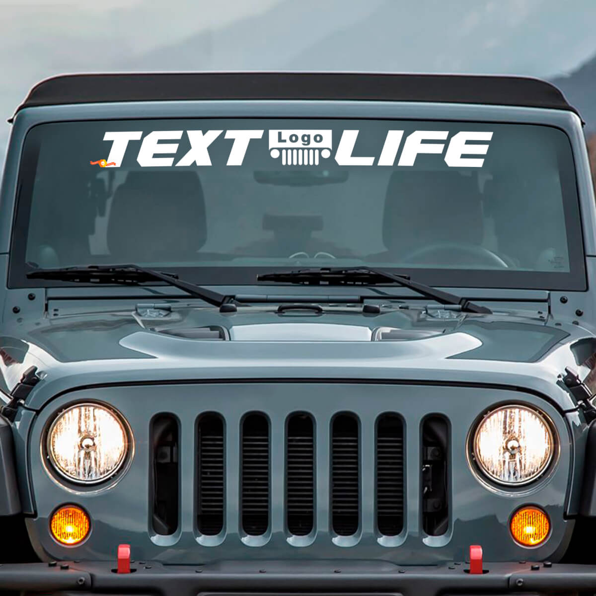 Custom Text Life Windshield Banner Vinyl Sticker Decal for Jeep Wrangler