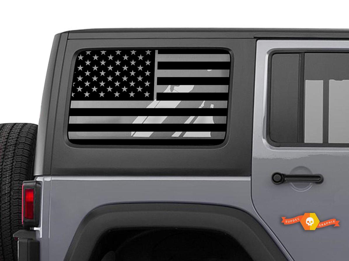 Jeep Wrangler Jk & JL Fenster mit amerikanischer Flagge Hardtop-Set Vinyl-Aufkleber 2007-2019