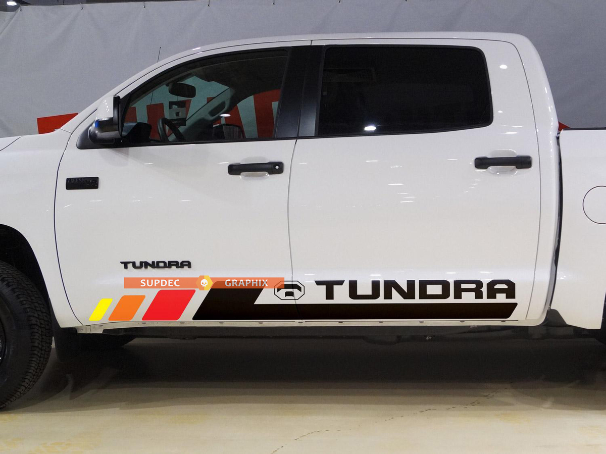 Tundra Vintage Bed Stripes Vinyl Stickers Decal Kit for Toyota Tundra Rocker Panel Step Style