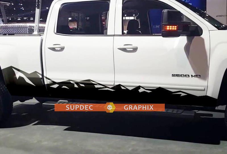 Chevrolet Silverado Side Door Rocker Panel Mountain Decal Sticker Crew Regular Extended Cab