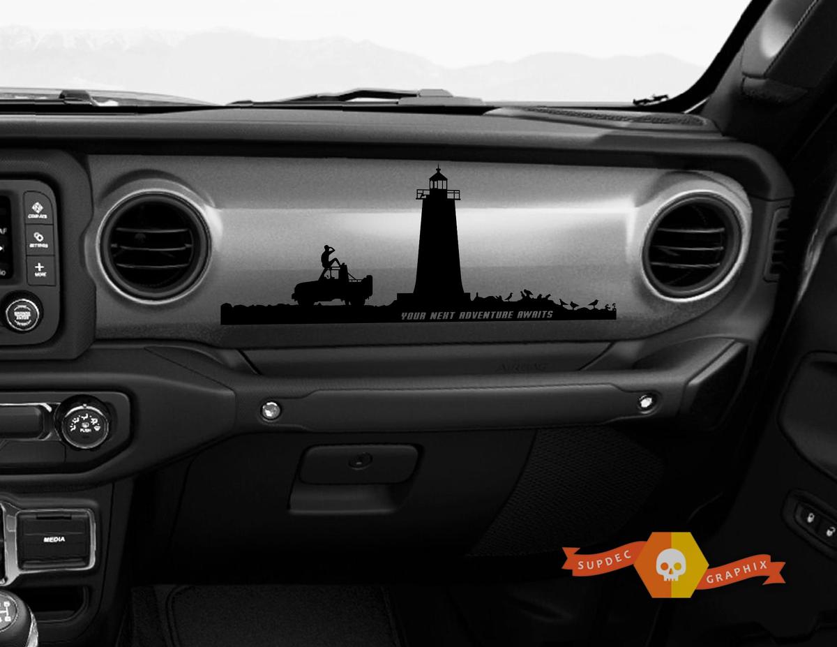 Jeep JT Rubicon Gladiator Dashboard your next adventure awaits lighthouse  Willys with Scene Vinyl Decal