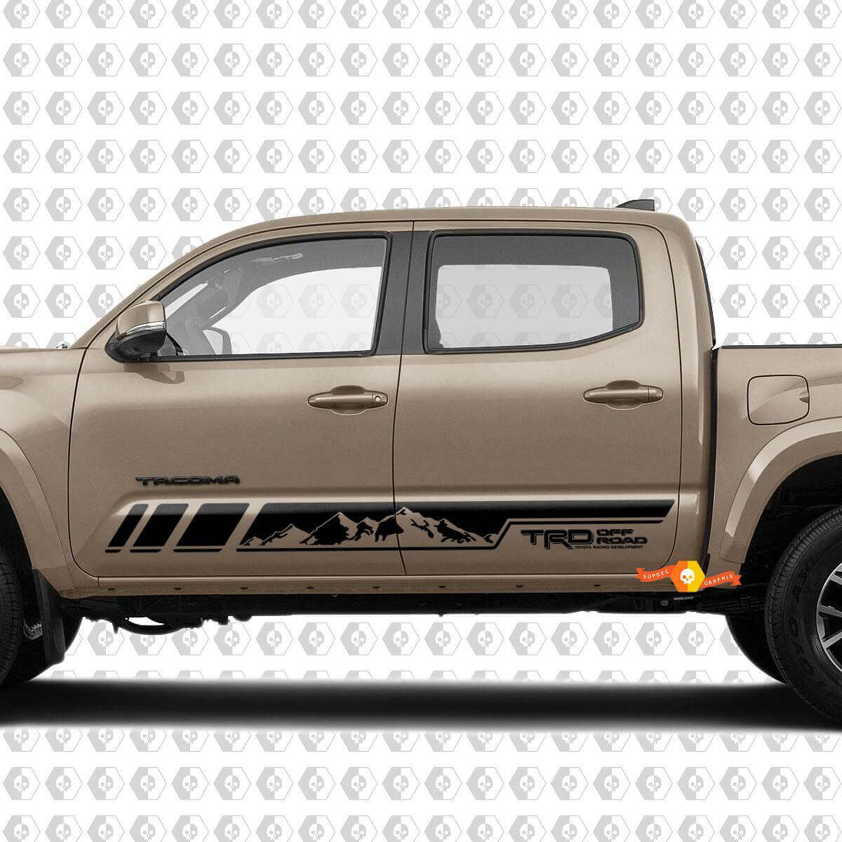 TRD Off Road Style Mountain Stripe Side Vinyl Decal for Toyota Tacoma