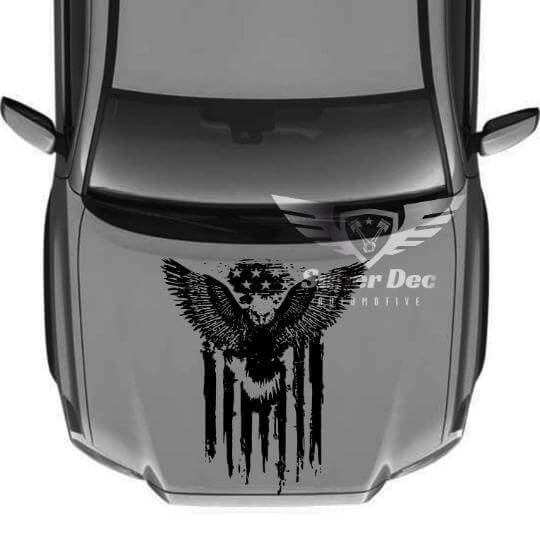 Bald Eagle Distressed US Flag Hood Vinyl Decal for Toyota Tacoma Tundra