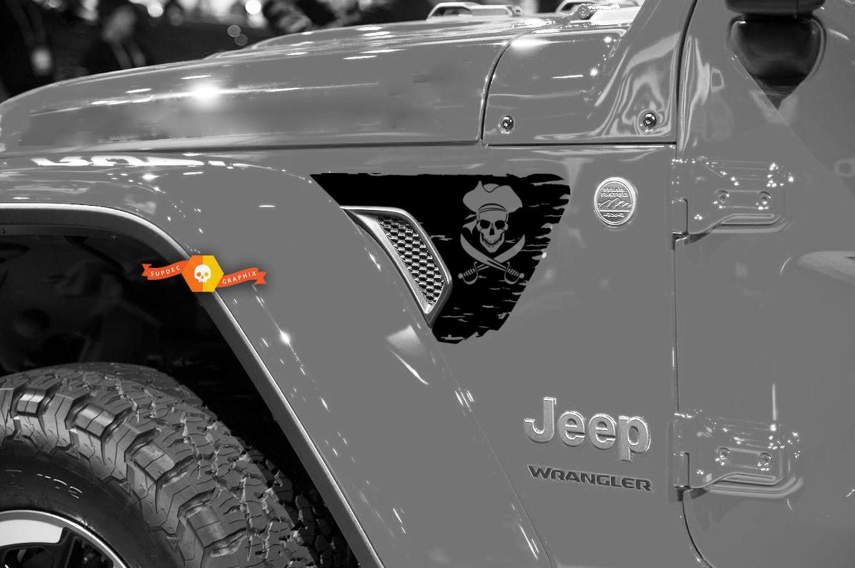Jeep Wrangler JL JLU JLLY JOLLY ROGER PIRATE FLAG V1 Fender Vent Decal per il 2018-2021