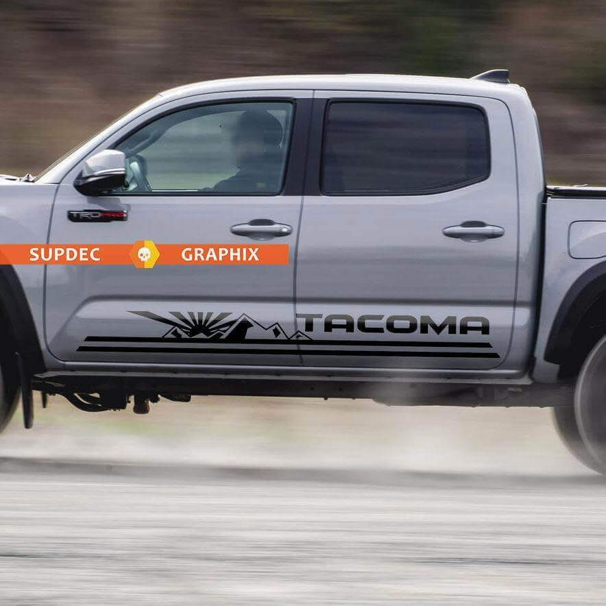 Mountains Rising Sun Side Stripe Vinyl Decal Kit for Toyota Tacoma