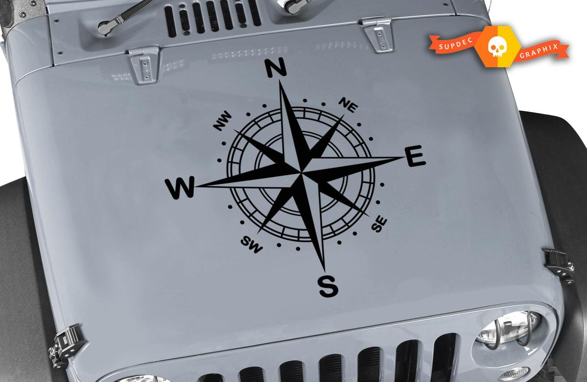 Jeep WRANGLER Rubicon Nautical Compass Hood Vinyl Decal Vinyl Graphic Vinyl Decal