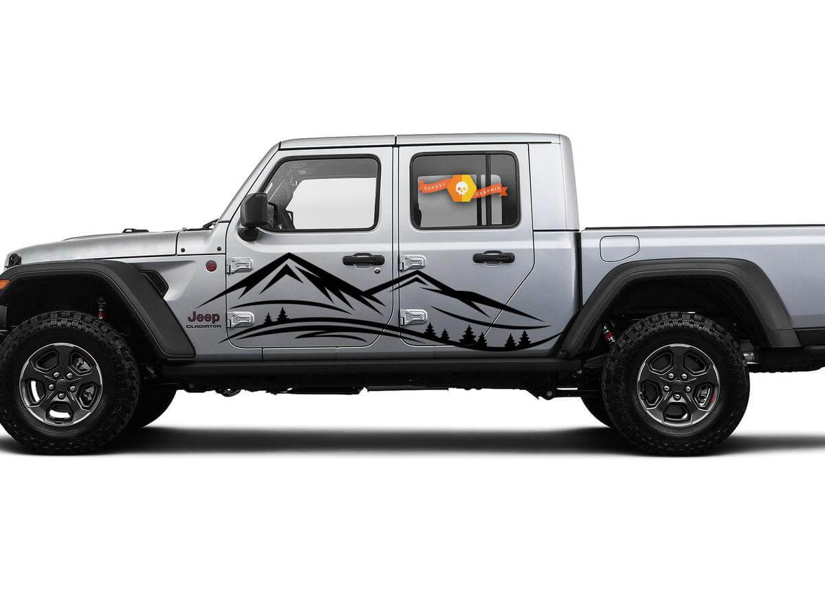 Extra Large Mountain Range Vinyl Graphics Decal Sticker for Jeep Gladiator JT
