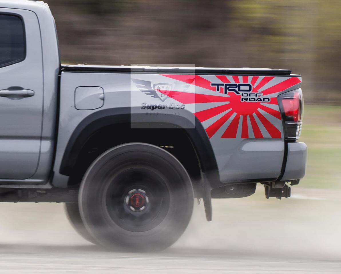 TRD Style JDM Rising Sun Bedside Vinyl Decal Kit for Toyota Tacoma Tundra 2013-2020