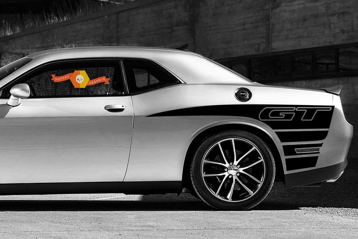 2 Side GT Rear Quarter Side Vinyl Decals Graphics Sticker for Dodge Challenger