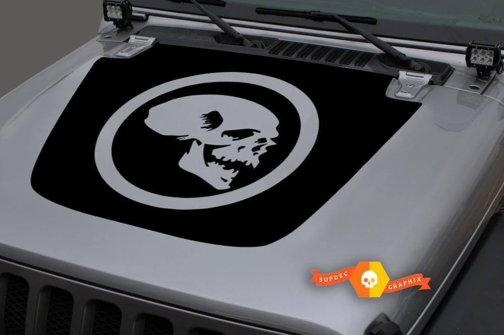 Skull Hood Vinyl Decal Sticker Graphic 2 for Jeep Gladiator Wrangler JL JLU JT