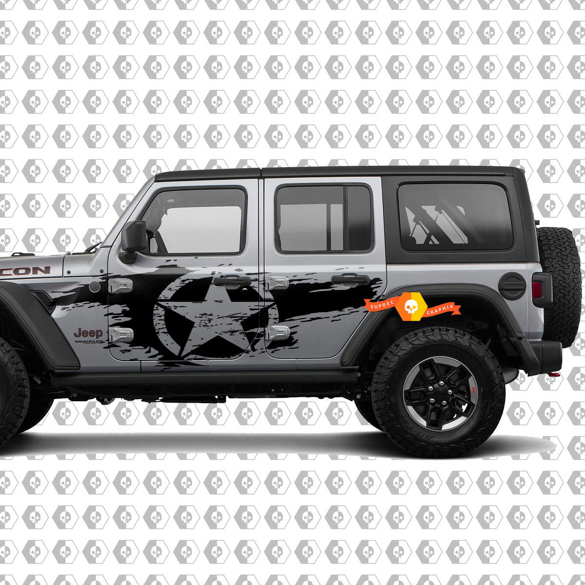 Pair of Jeep Wrangler Unlimited Wrangler JL Distressed star side body