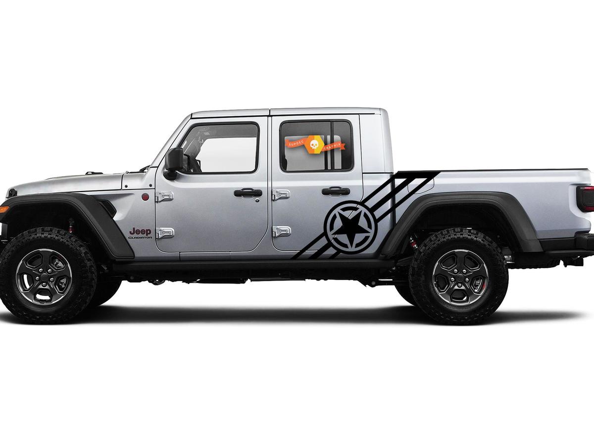 Jeep Gladiator 2020 JT Aufkleber mit großen Sternleisten und Vinylgrafiken für beide Seiten