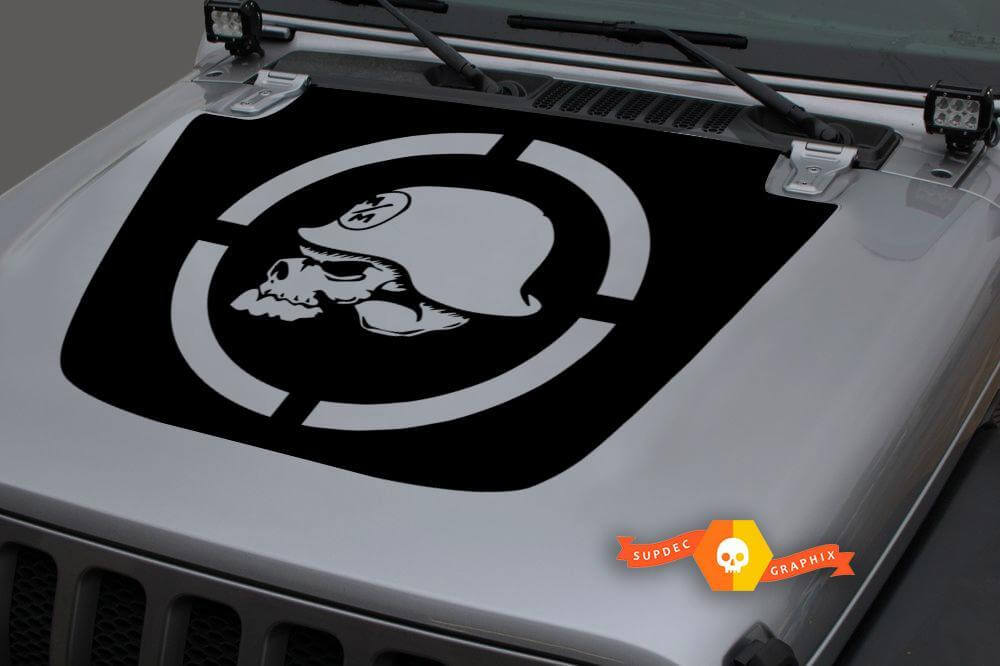 Military Skull Blackout Hood Vinyl Decal for Jeep Wrangler & Gladiator 