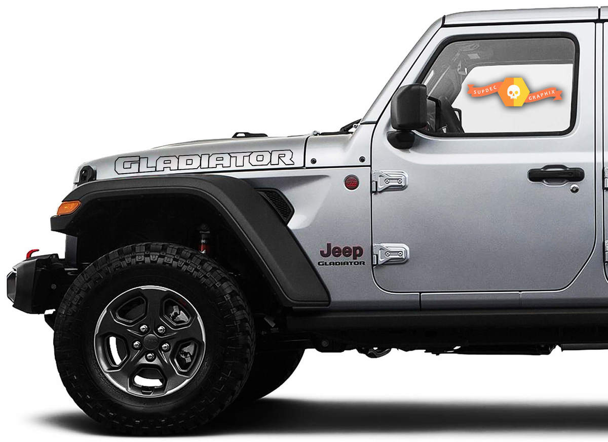 2 Jeep Hood Gladiator 2020 JT outline type 2 Vinyl Graphics decals sticker
