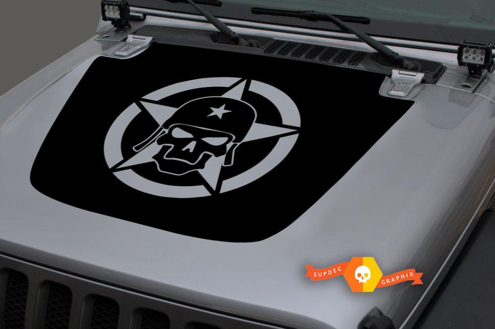 Jeep 2018-2021 Gladiator JT Wrangler JL JLU Haubenschädel Militärstar Vinyl Aufkleber Aufkleber Grafiken
