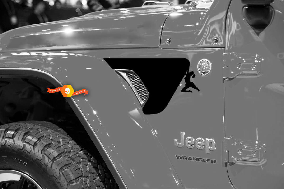 Female Climber Fender Vent Vinyl Decal for Jeep Wrangler JL JLU and Gladiator JT
