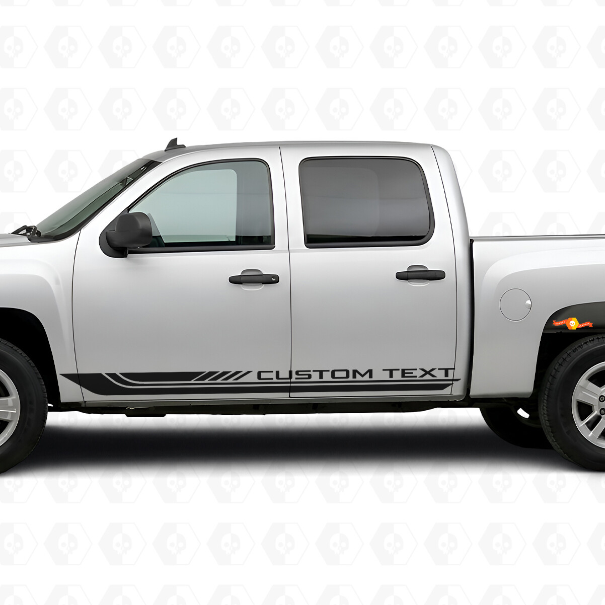 Custom Text Frame Door & Rocker Panel Vinyl Stripes for Chevrolet Silverado 1500 GMT900 2007-2013
