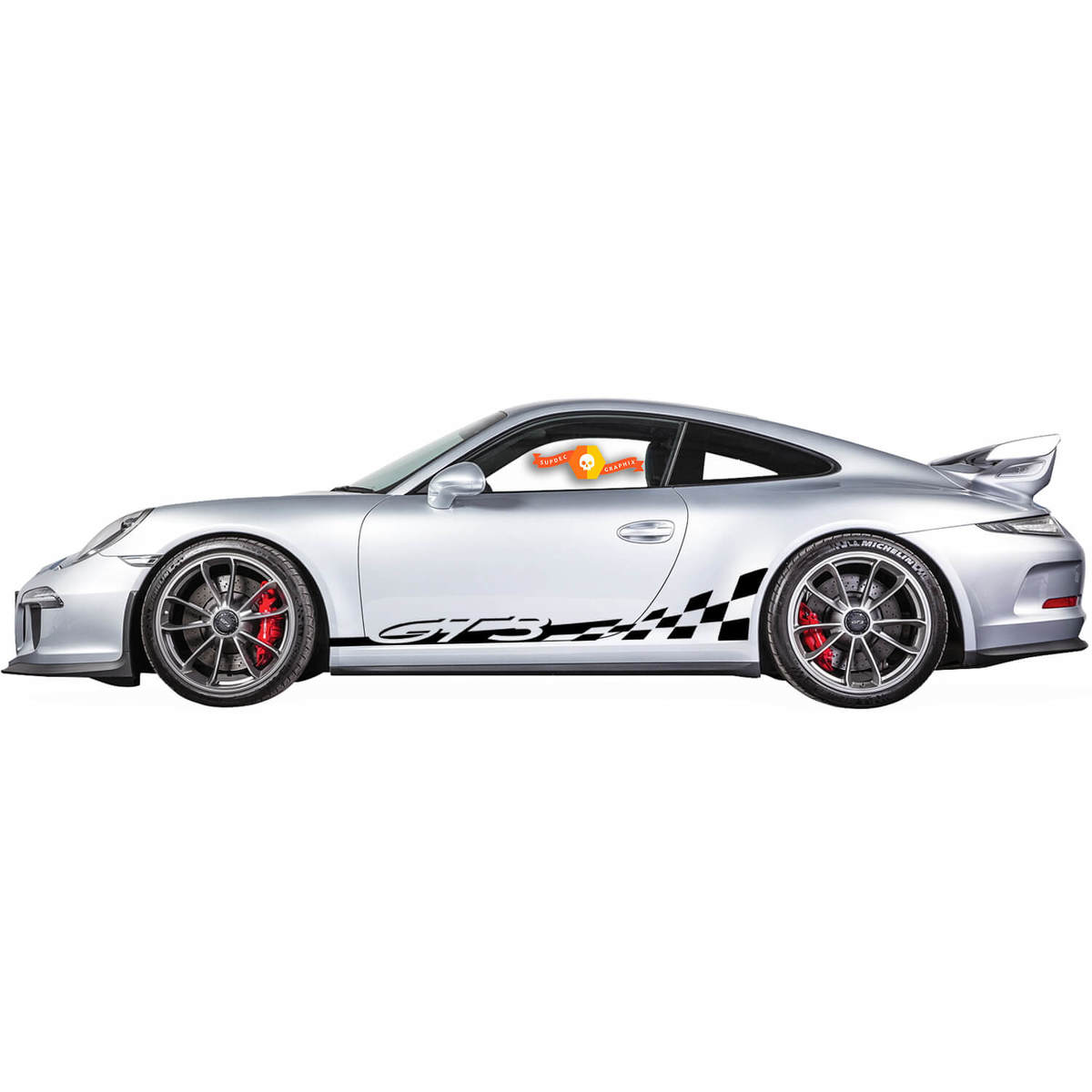 Porsche 911 GT3 Karierte Seitenstreifen Kit Aufkleber Aufkleber