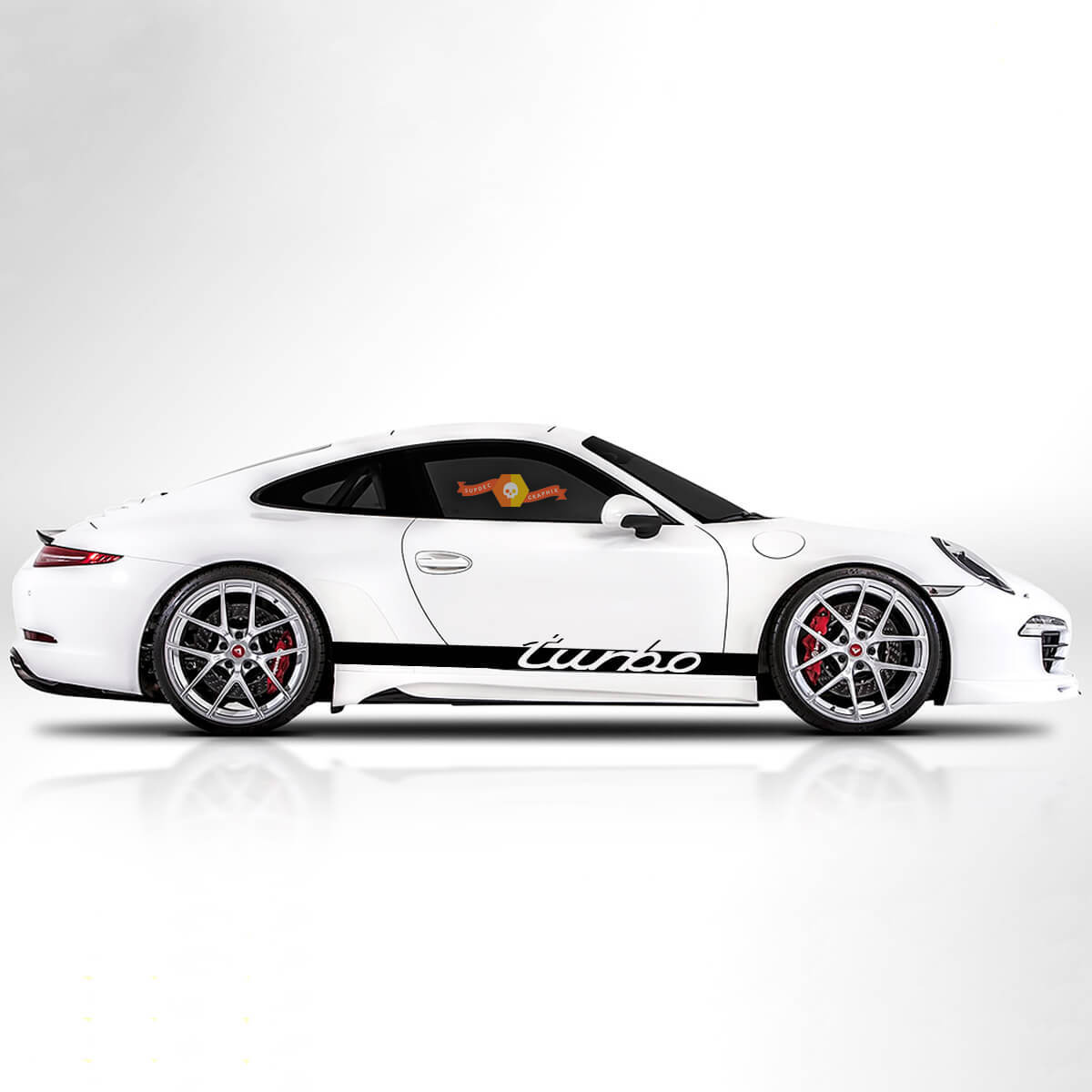 Porsche Rocker Panel Racing Turbo Side Side Stripes Decal Sticker