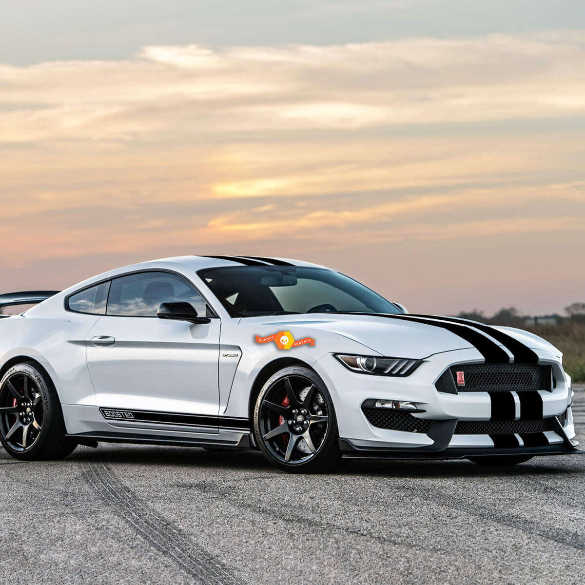 Boosted Rocker Panel Side Vinyl Body Decals Stickers Set Of 2 for Ford Mustang