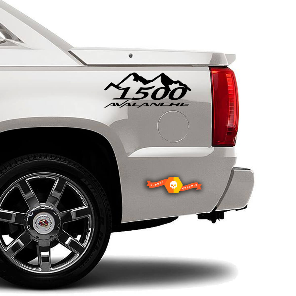 1500 Avalanche Mountains Bed Side Vinyl Decal Set For Trucks