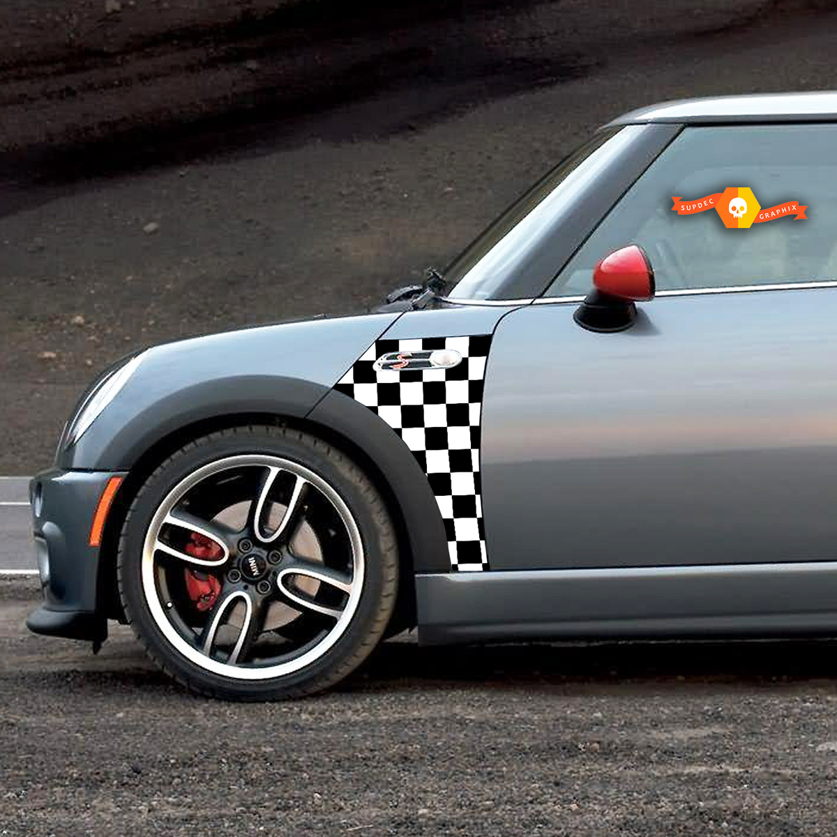 2002 2006 Mini Cooper Checkmate A Panel Checkered Decal Vinyl Graphics Stickers