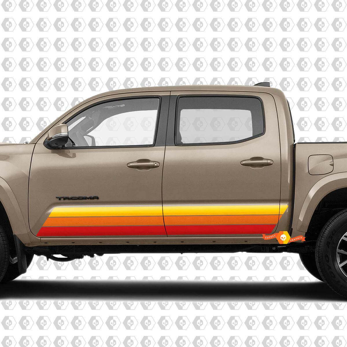 Retro Stripes Rocker Panel Vinyl Decal Sticker for Toyota Tacoma 2016-2020