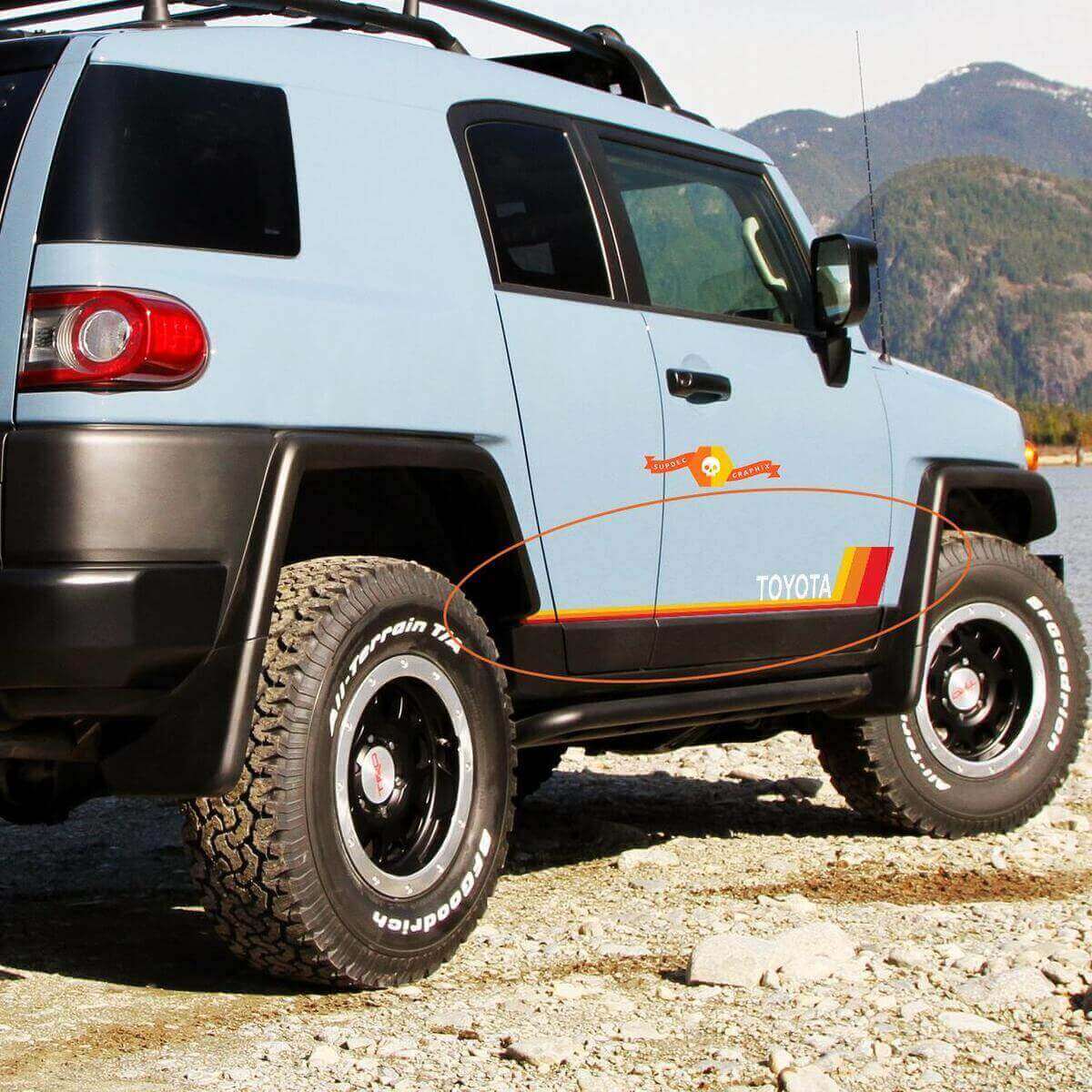 Retro Side Rocker Panel Stripes Vinyl Decal Kit for Toyota FJ Cruiser