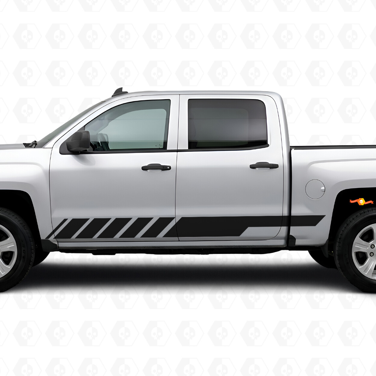 Slanted Racing Door & Rocker Panel Vinyl Stripes for Chevrolet Silverado 1500 K2XX 2014-2019