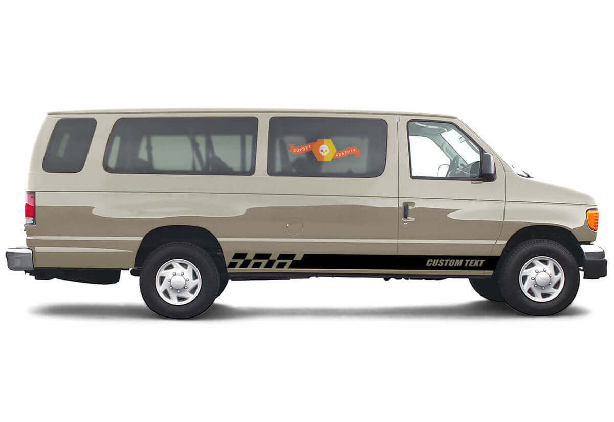 Side Vinyl Stripes Body Decal Graphics Custom Text Style 4 Set Of 2 for Ford E-Series