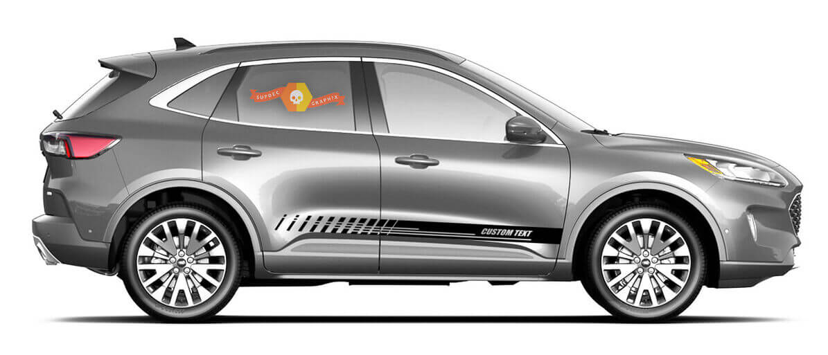 Side Vinyl Stripes Body Decal Graphics Custom Text Style 1 Set Of 2 for Ford Escape