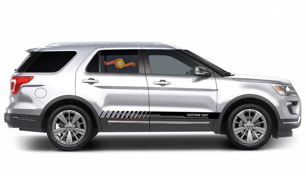 Side Vinyl Stripes Body Decal Graphics Custom Text Style 1 Set Of 2 for Ford Explorer