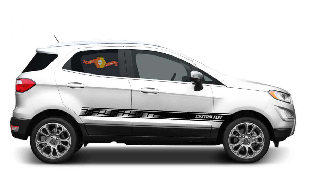 Side Vinyl Stripes Body Decal Graphics Custom Text Style 2 Set Of 2 for Ford EcoSport
