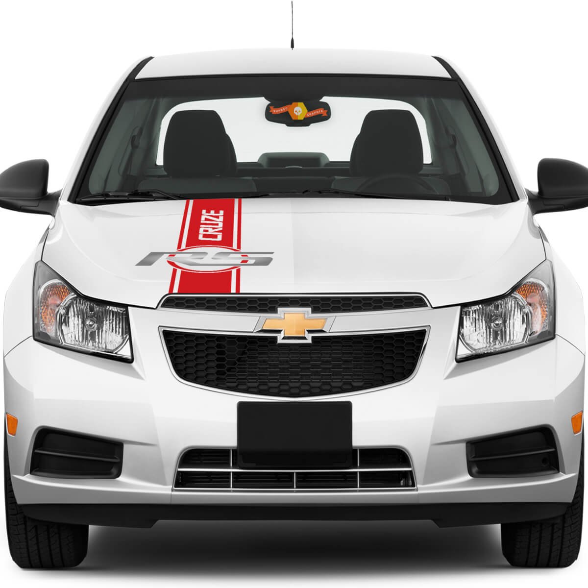 2 Colour Chevrolet Chevy Cruze RS - Rally Racing Stripe Hood Graphic Cruze  lettering