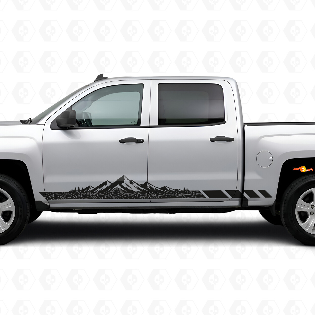 Mountain Topographic Door & Rocker Panel Vinyl Stripes for Chevrolet Silverado 1500 K2XX 2014-2019