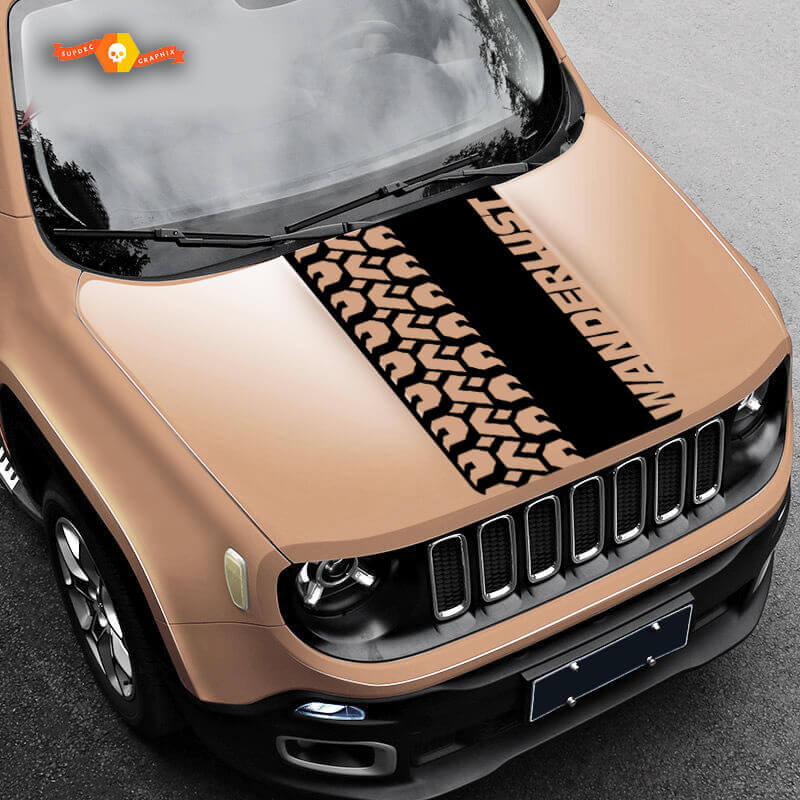 Tire Track Mud Off Road Vinyl Hood Decal Sticker Graphics for Jeep Renegade