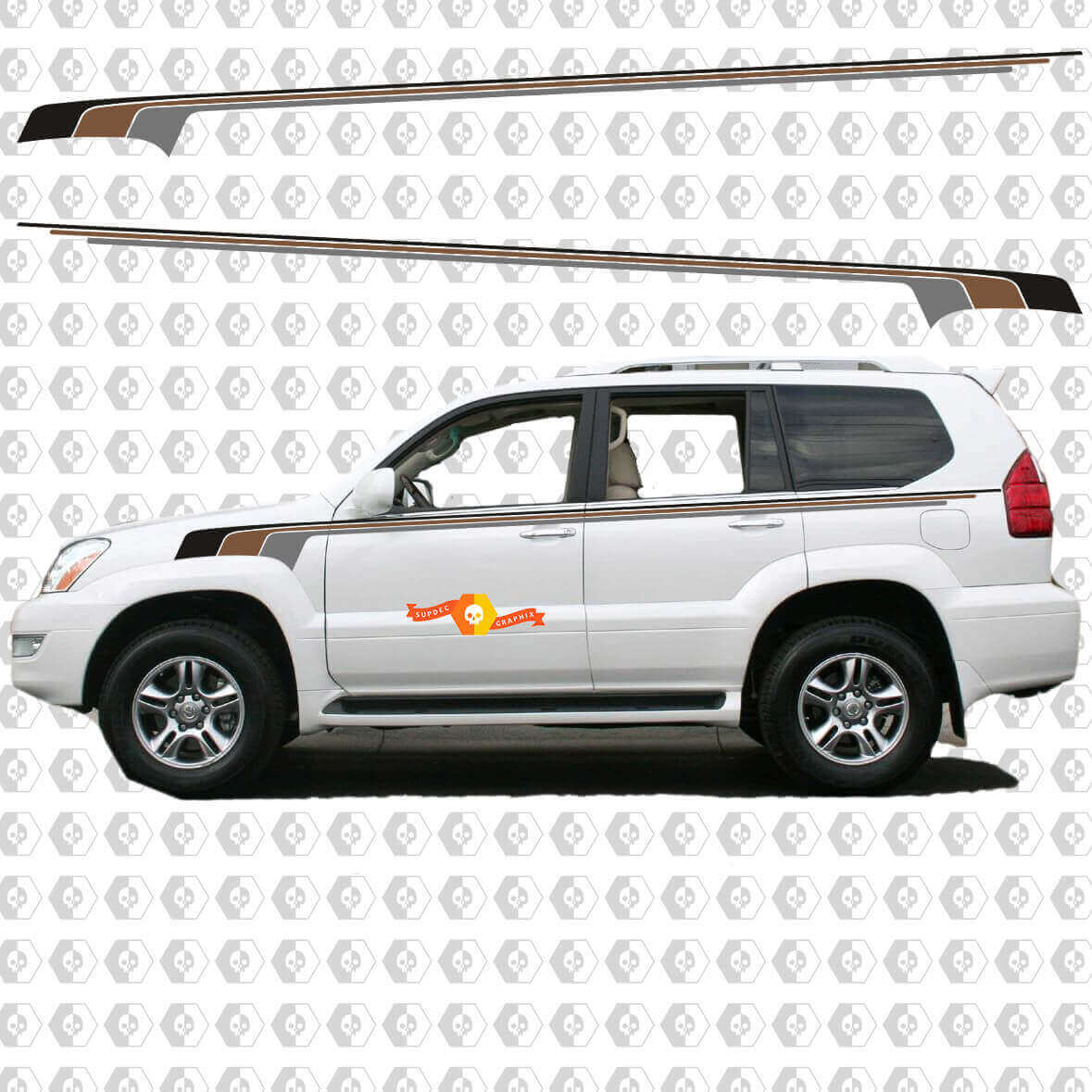 Retro Vintage Stripes Side Vinyl Decal Graphics For Lexus GX470